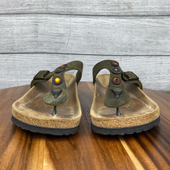Birkenstock Gizeh Olive Green Jewel Thong Sandal Women’s Size 8 EU 39 - Picture 7 of 12